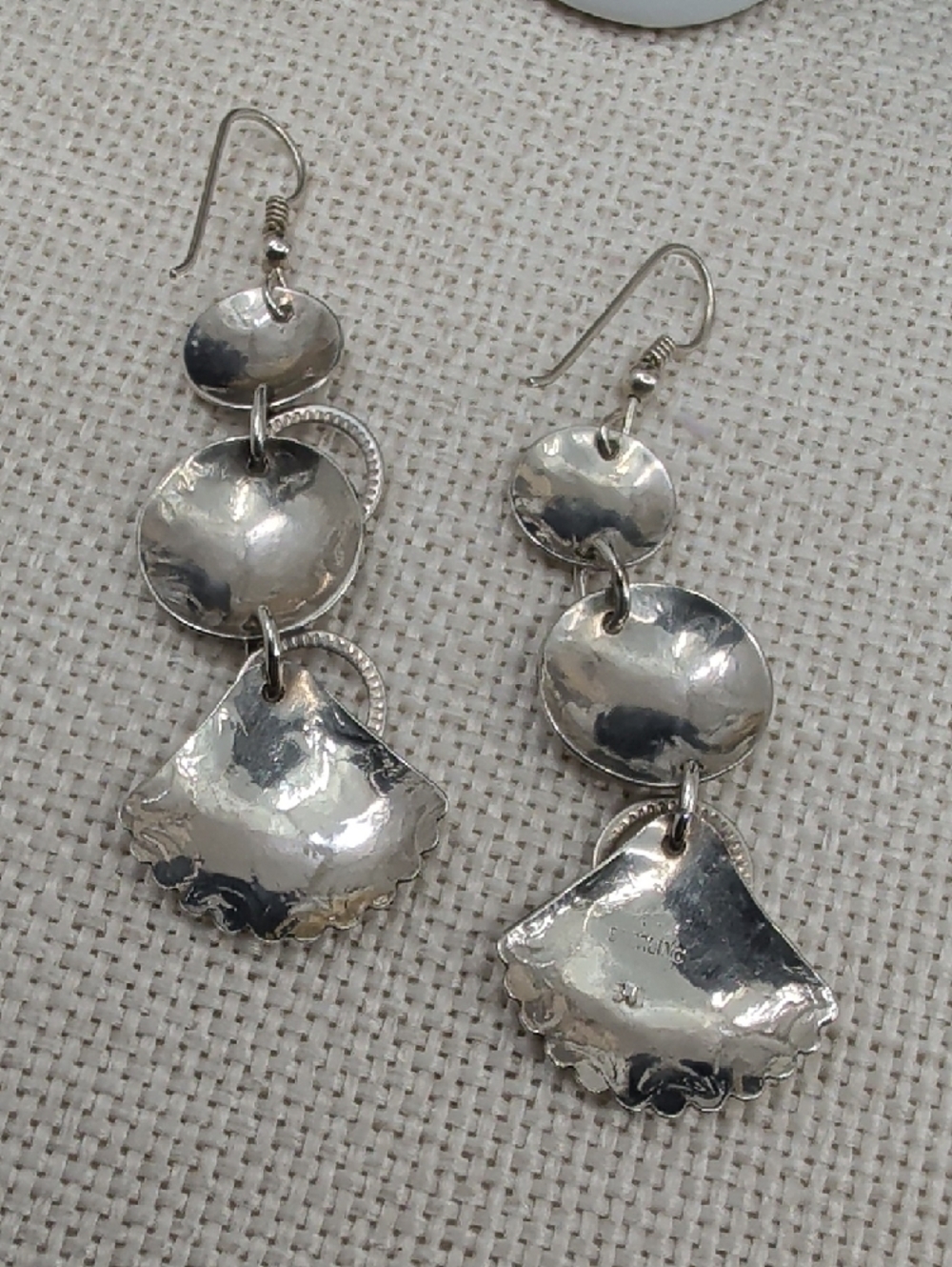 Handmade Sterling Silver Seashell Dangle Earrings Florida Keys Artisan - Picture 13 of 17